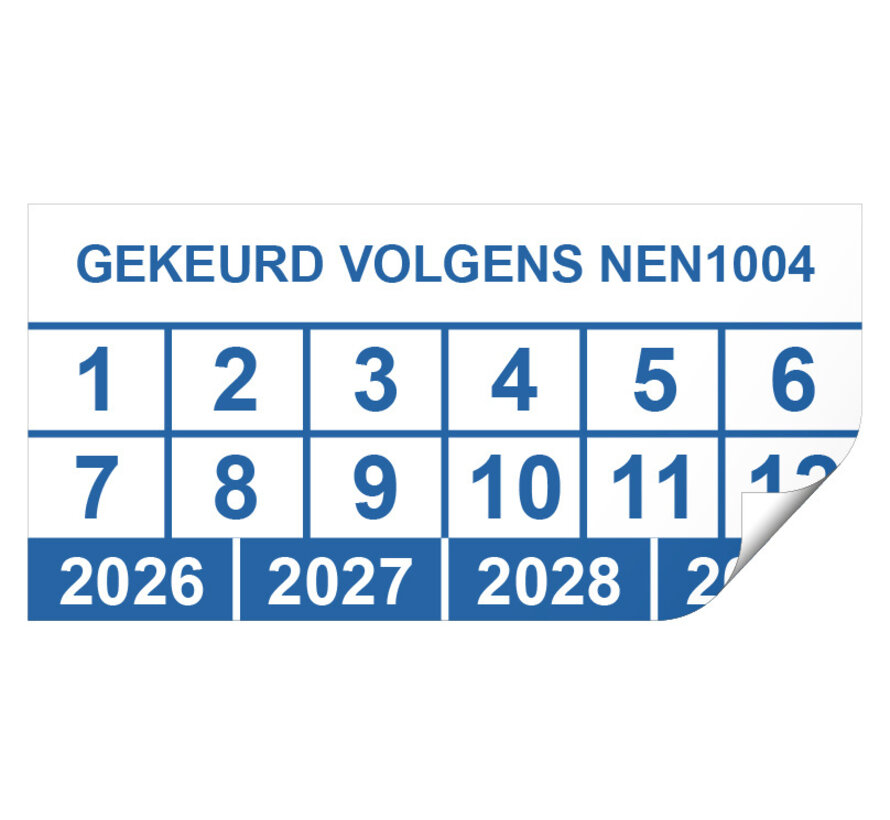 Keuringssticker gekeurd volgens NEN 1004 rechthoek