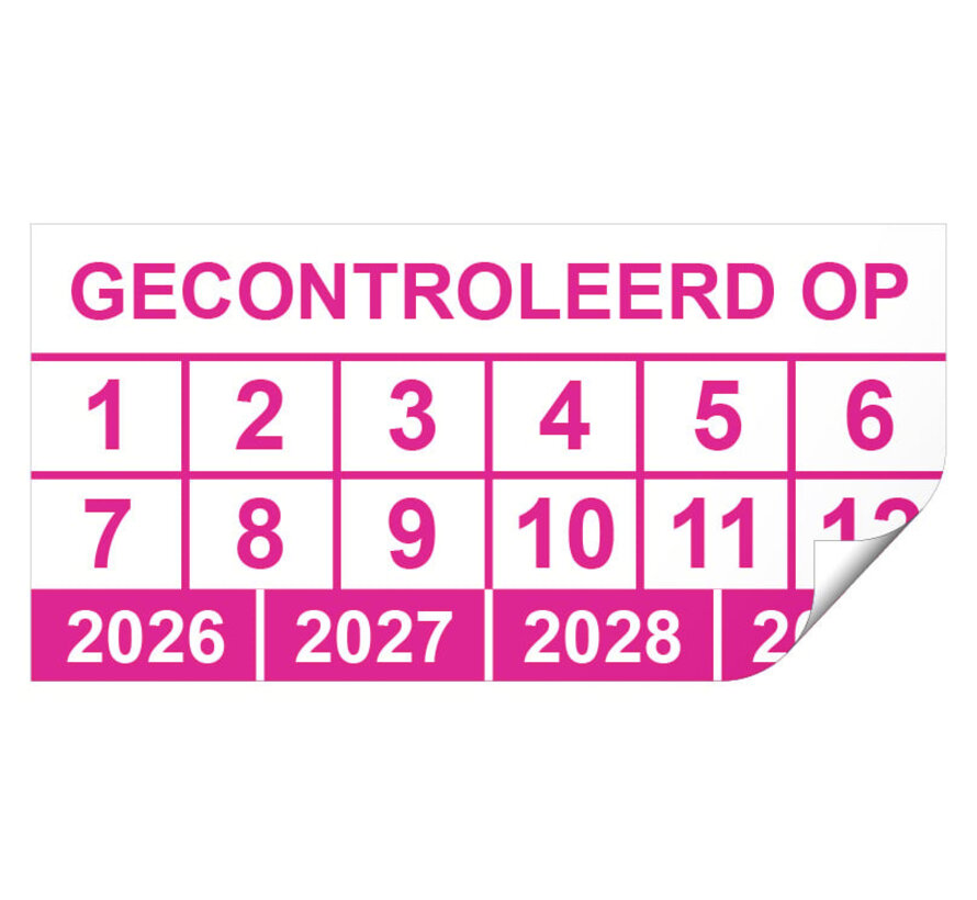Keuringssticker gecontroleerd op rechthoek 100 stuks  of meer