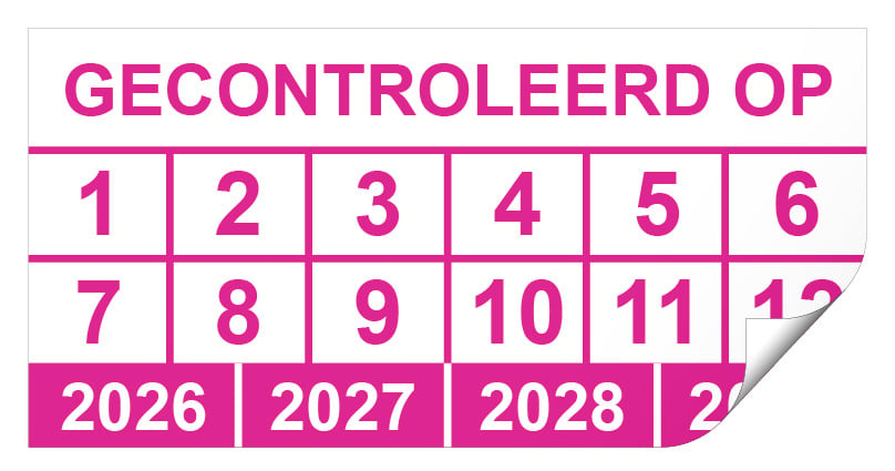 Keuringssticker gecontroleerd op rechthoek 100 stuks of meer 50 x 25 mm - 250 stuks (op rol)
