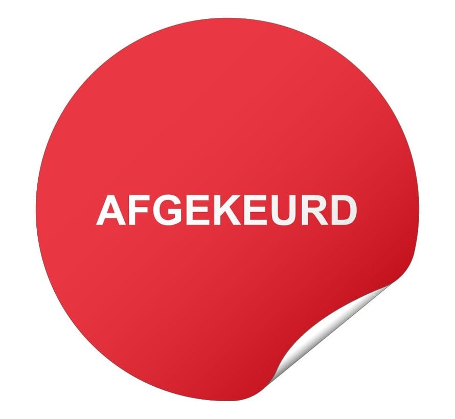 Keuringssticker afgekeurd