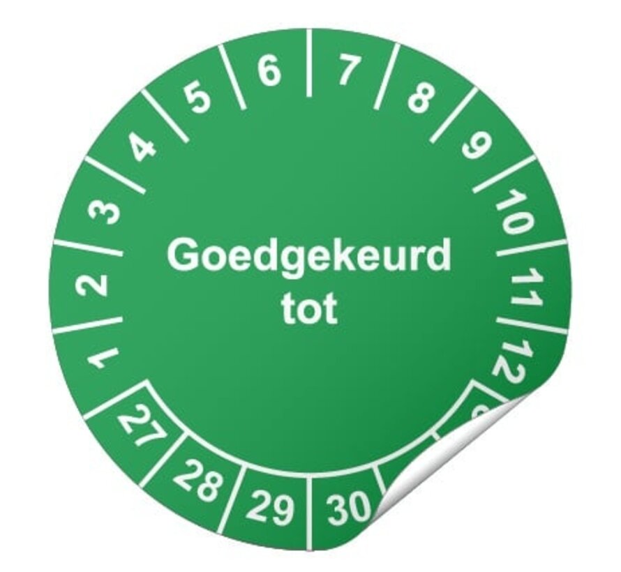 Keuringssticker Goedgekeurd tot