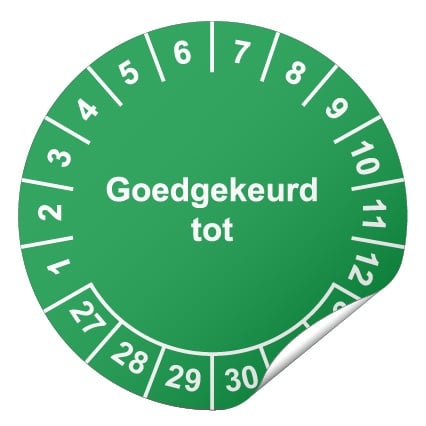 Keuringssticker Goedgekeurd tot Ø 40 mm - 300 stuks (op rol)