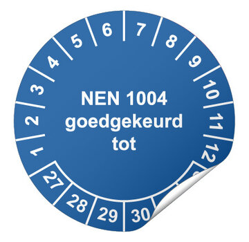 Keuringssticker NEN 1004 goedgekeurd tot