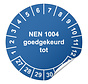 Keuringssticker NEN 1004 goedgekeurd tot
