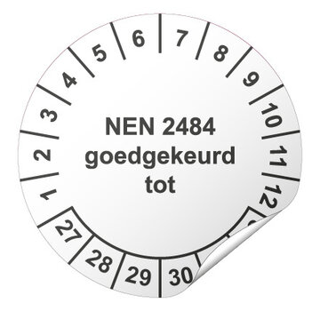 Arbowinkel Keuringssticker NEN 2484 goedgekeurd tot