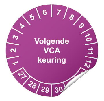 Keuringssticker Volgende VCA keuring