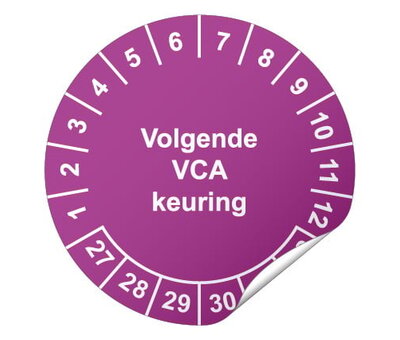 Keuringssticker Volgende VCA keuring