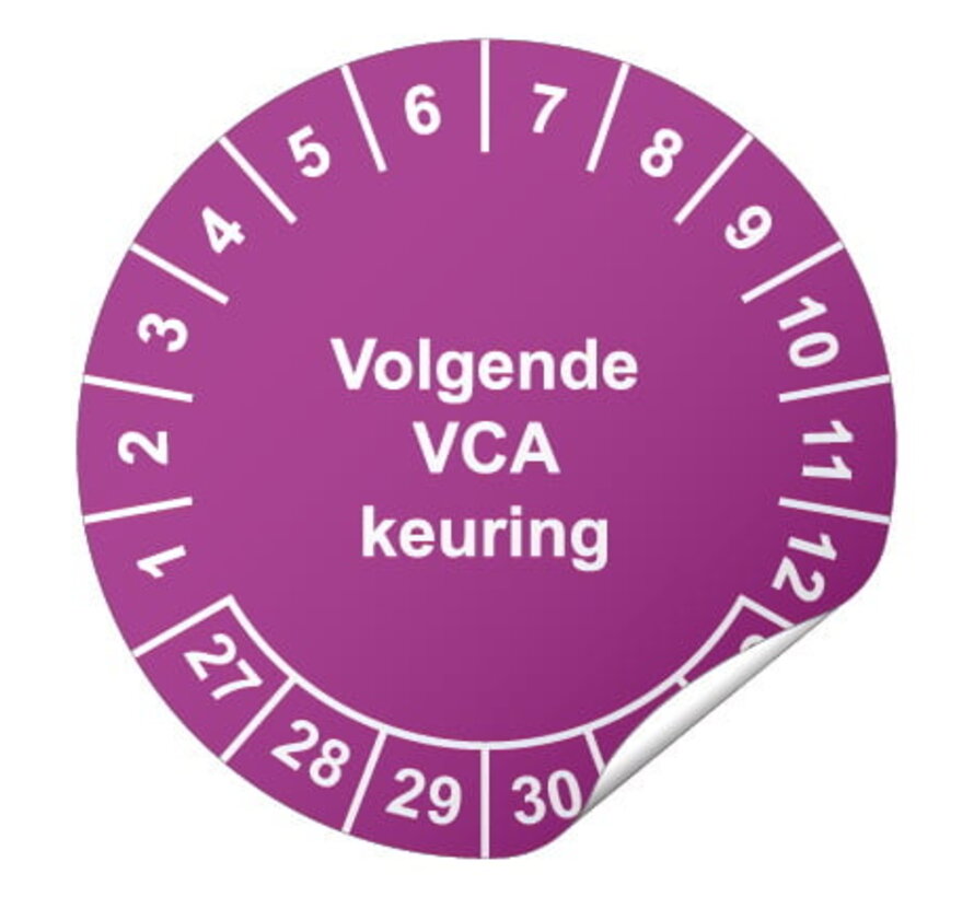 Keuringssticker Volgende VCA keuring