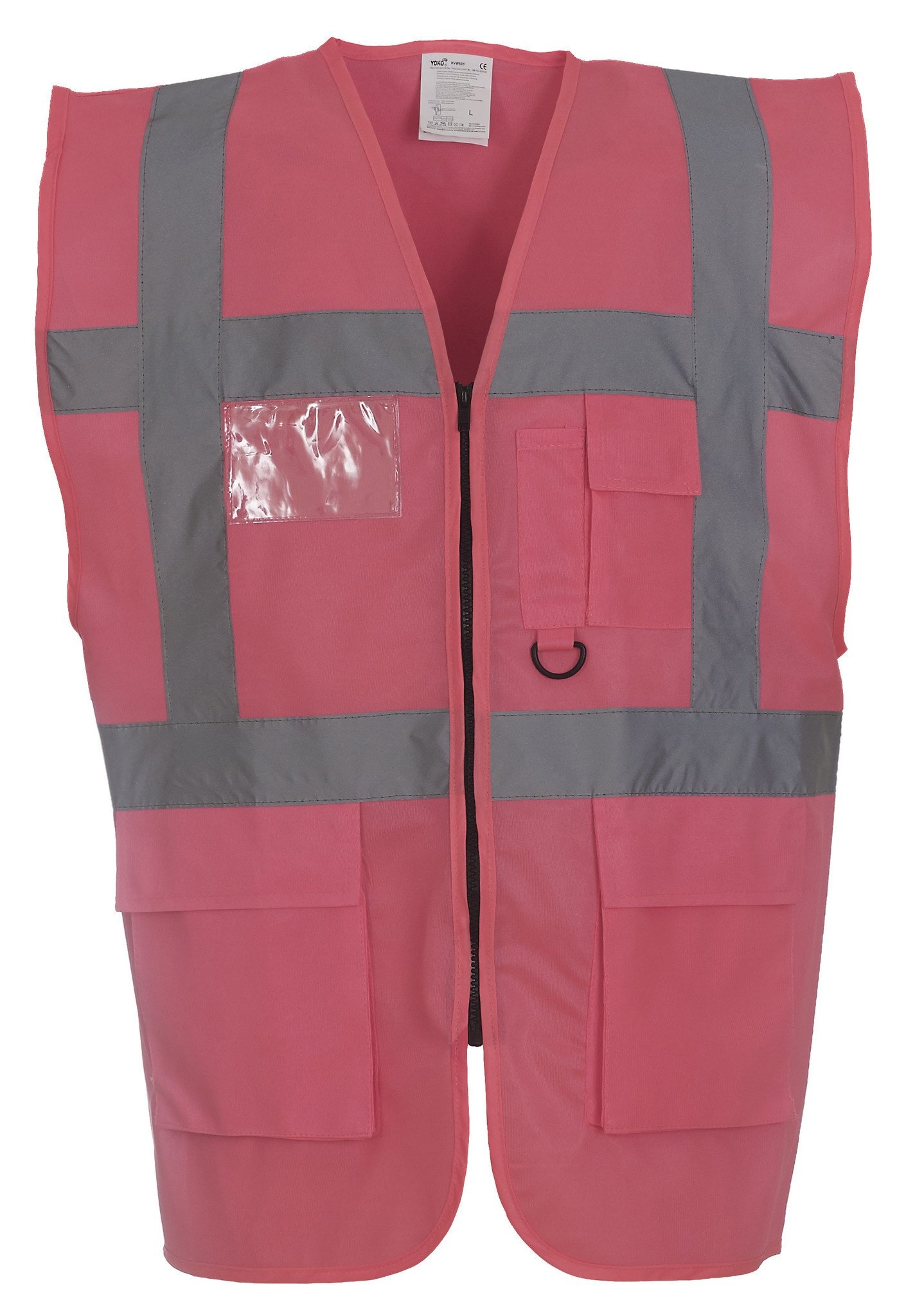 Veiligheidshesje met rits roze - XL