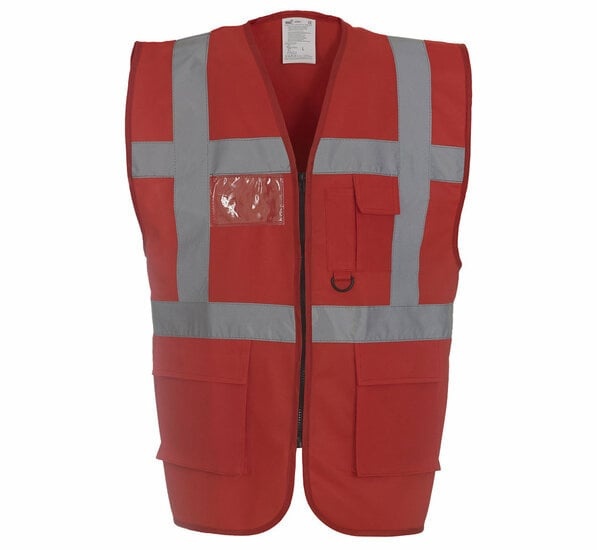 Veiligheidshesje met rits rood - L