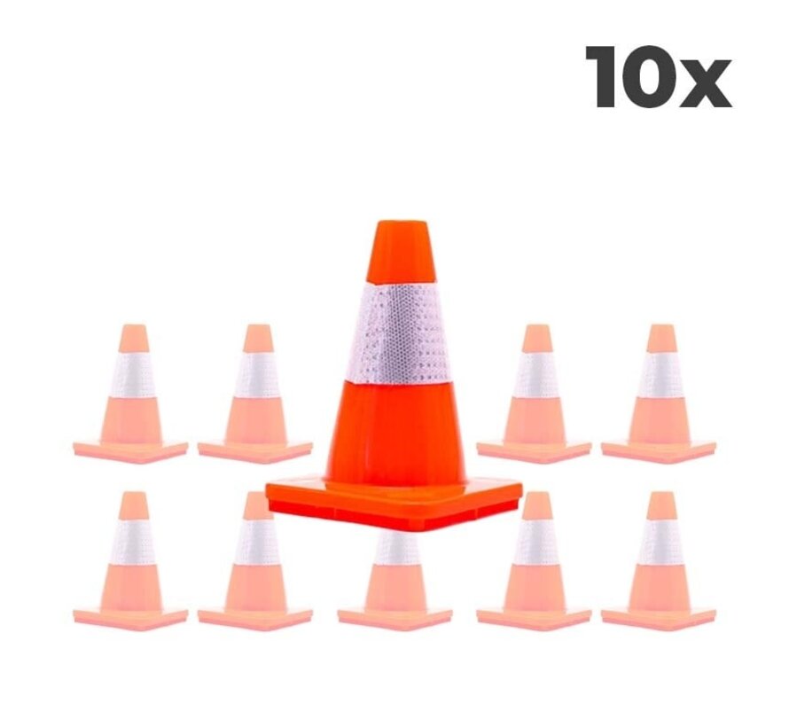 10-pack Verkeerskegel 30cm oranje - soepel model