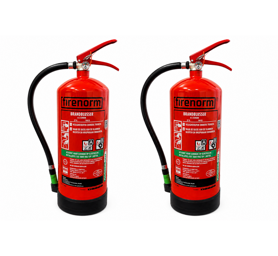 2-pack Schuimblusser 6 liter 27A 144B fluorvrij – PFAS-vrije brandblussers