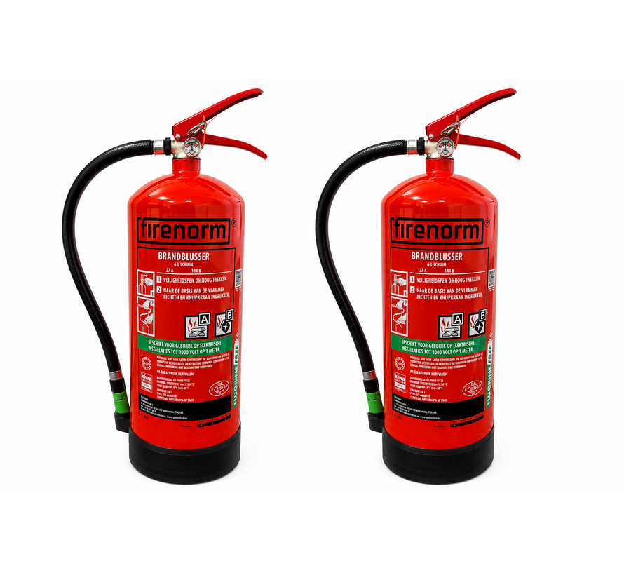 2-pack Schuimblusser 6 liter 27A 144B fluorvrij – PFAS-vrije brandblussers