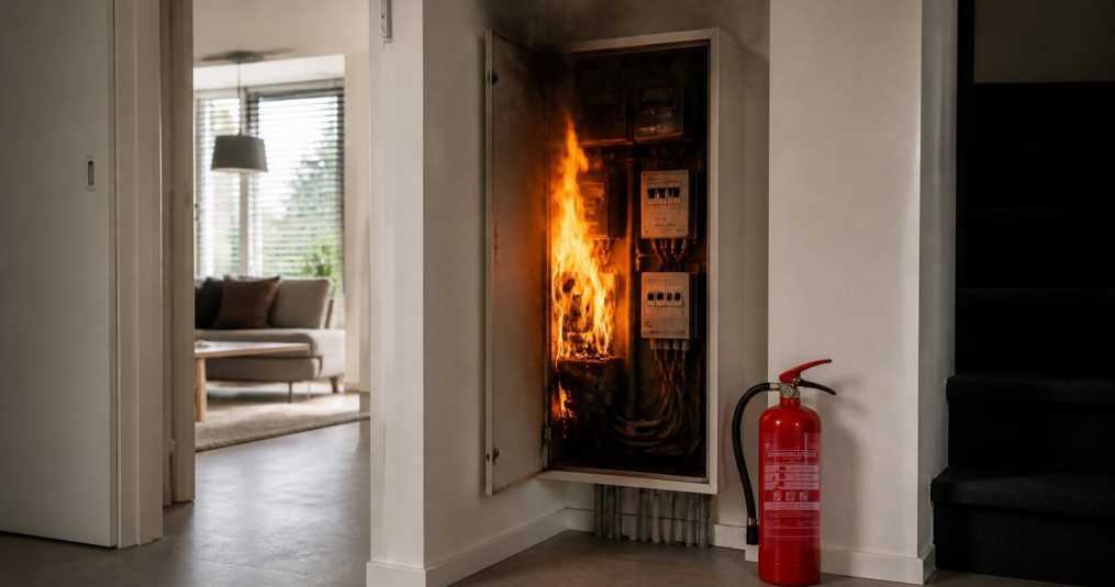 Brand in de meterkast voorkomen: oorzaken, signalen en blussen