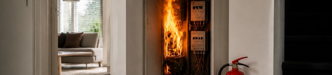 Brand in de meterkast voorkomen: oorzaken, signalen en blussen