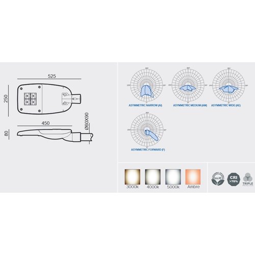 Olest-Novatilu Milan-S 30W LED straatverlichting, 3801 lumen