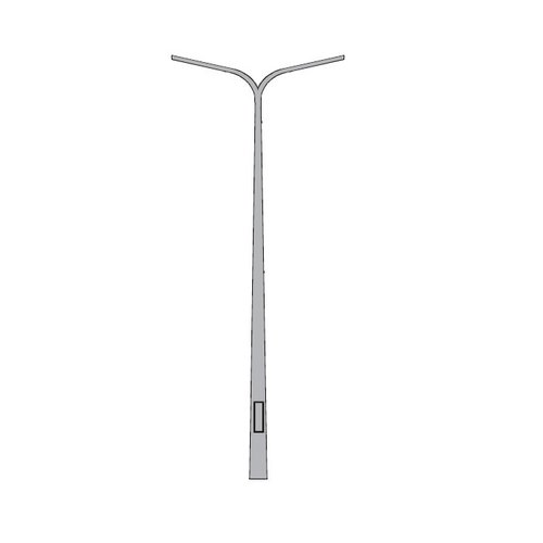 Olest Verzinkte stalen conische lantaarnpaal-lichtmast met dubbele uithouder, lichtpunt hoogte 10,0m, topmaat 60mm