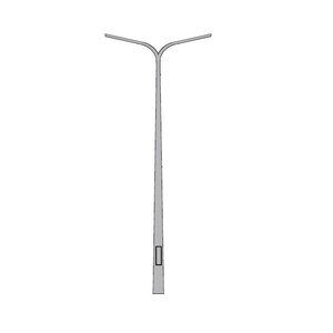 Olest 10,0m - aluminium conische lantaarnpaal-lichtmast met dubbele uithouder, lichtpunt hoogte 10,0m, topmaat 60mm