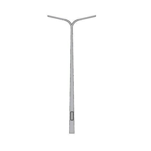 Olest Aluminium conische lantaarnpaal-lichtmast met dubbele uithouder, lichtpunt hoogte 10,0m, topmaat 60mm