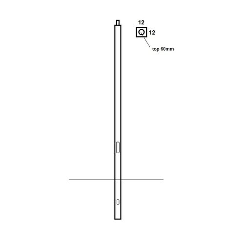 Olest  verzinkte stalen vierkanten 12x12 cm lantaarnpaal-lichtmast, lengte 4,0m, topmaat 60mm