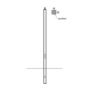 Olest 5,0m - verzinkte stalen vierkanten 12x12 cm lantaarnpaal-lichtmast, lengte 5,0m, topmaat 60mm