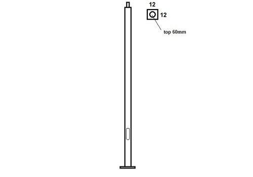 Verzinkte vierkanten 12x12 lichtmasten met voetplaat