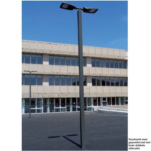 Olest verzinkte stalen vierkanten 12x12 cm lantaarnpaal-lichtmast, lengte 3,5m, topmaat 60mm met voetplaat