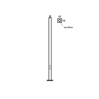 5,0m - verzinkte stalen vierkanten 12x12 cm lantaarnpaal-lichtmast, lengte 5,0m, topmaat 60mm met voetplaat
