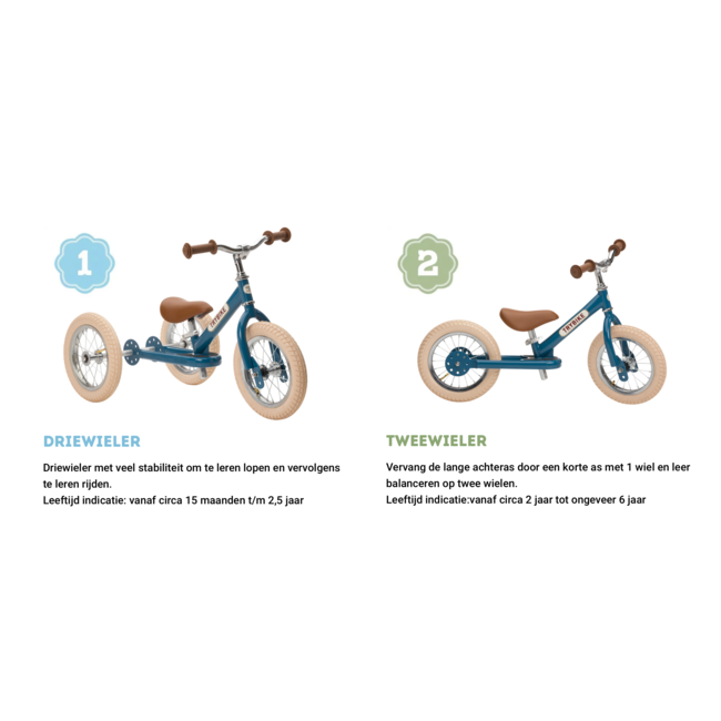 Trybike steel 2 in 1 loopfiets Vintage blue