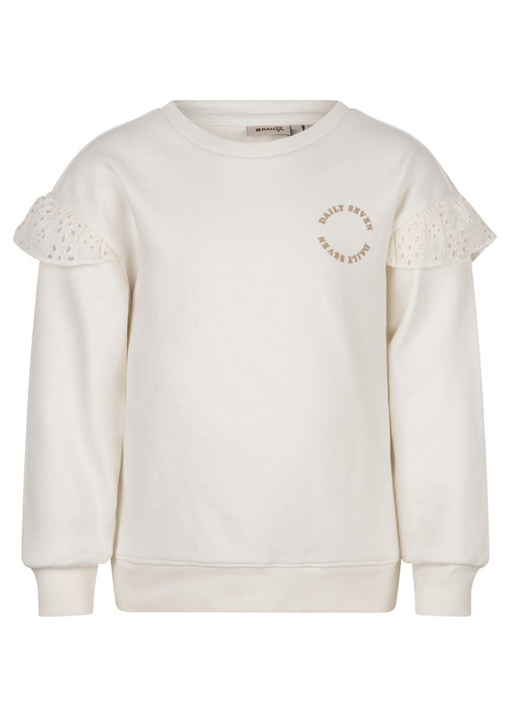 Daily7 Daily7 sweater broderie ruffle off white