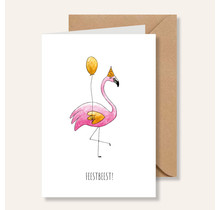 Juulz kaart Feestbeest flamingo