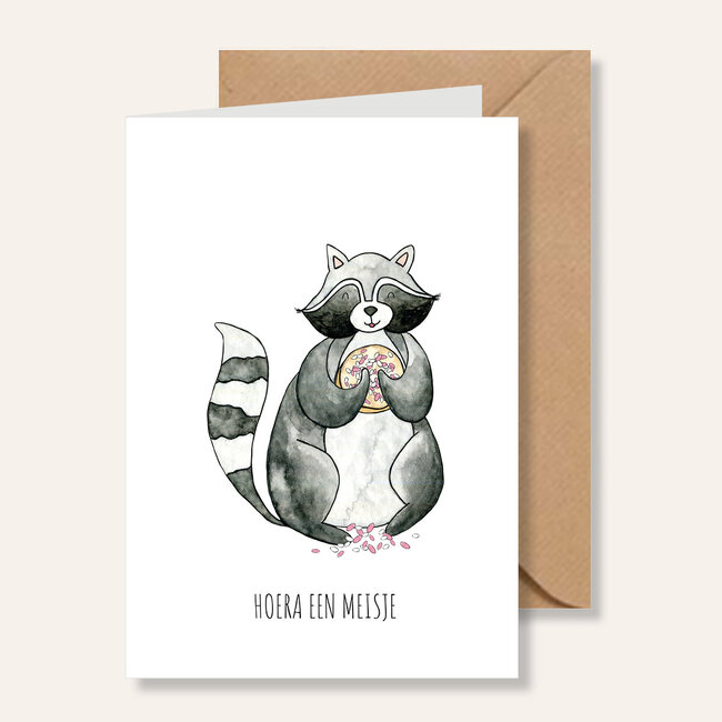 Juulz kaart wasbeer hoera een meisje