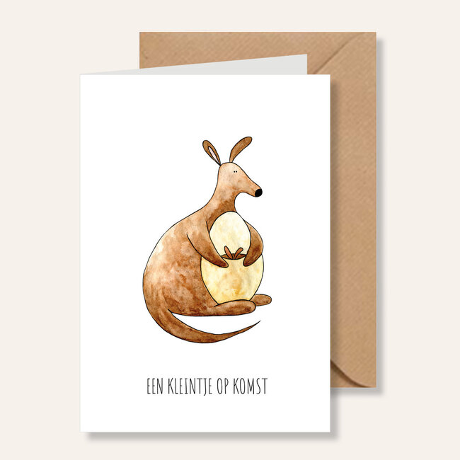 Juulz kaart Een kleintje op komst kangaroo