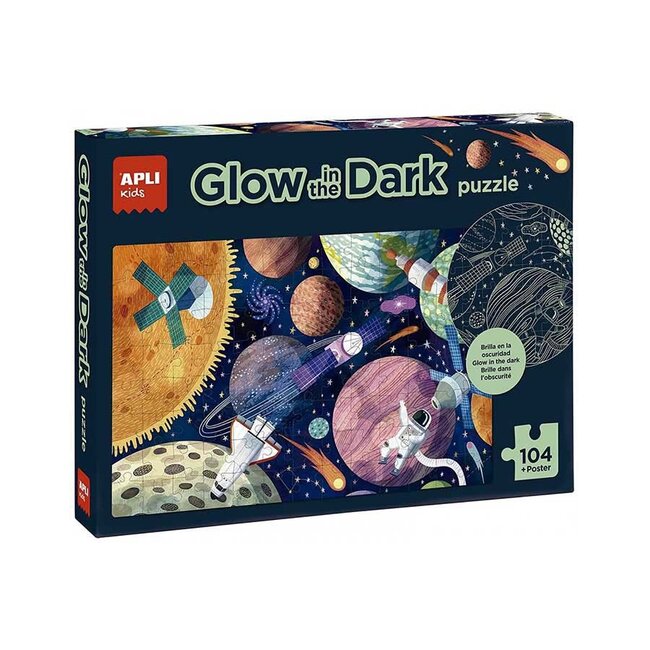 Apli Apli Zonnestelsel Glow in the dark puzzel + poster (104-delig)