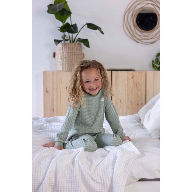 Feetje pyjama wafel groen melange
