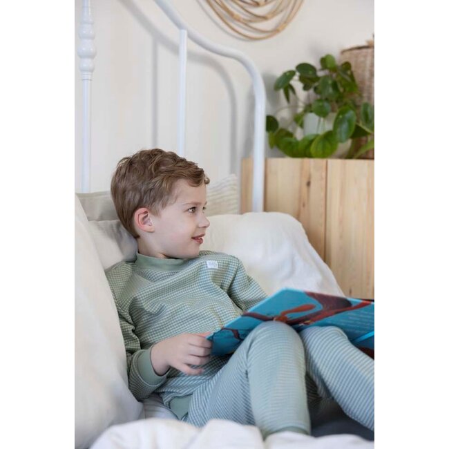 Feetje pyjama wafel groen melange