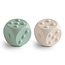 Mushie Dice Press Toy 2-pack – Cambridge Blue / Shifting Sands