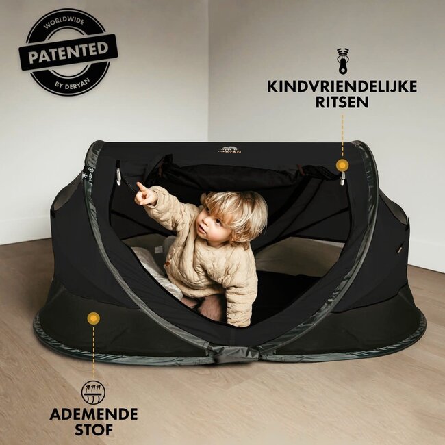 Deryan Peuter Luxe travelcot black incl. 3D welcool matras