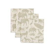 Jollein monddoekjes hydrofiel Animals olive green (3pck)