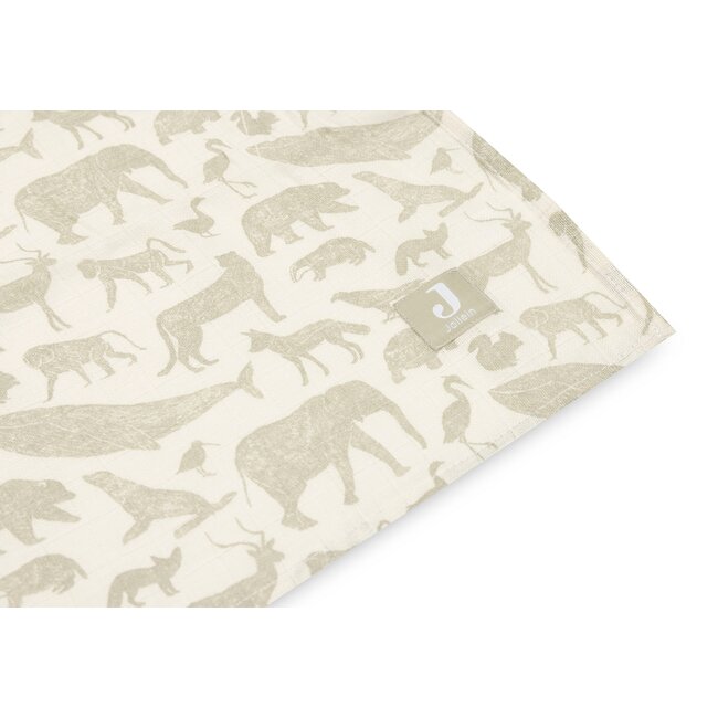 Jollein Hydrofiel 115x115cm 2pck Animals olive green