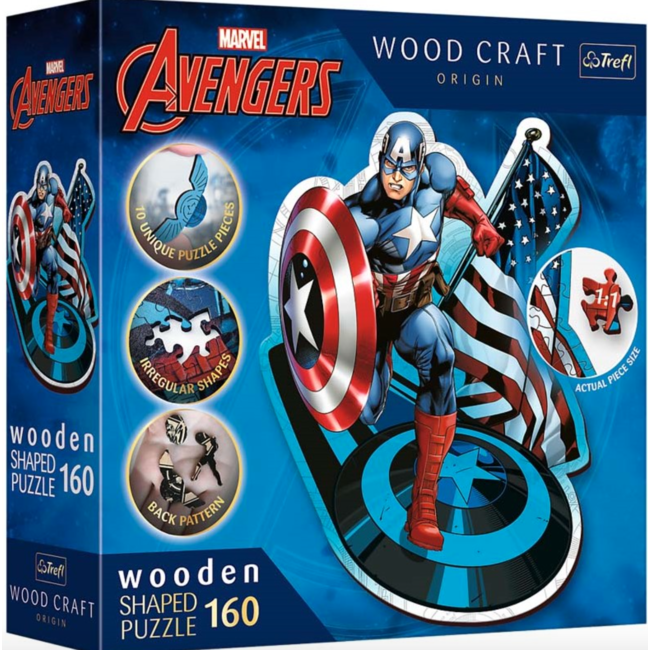 Trefl Puzzel Wooden Shaped Capitan America 160 stukjes