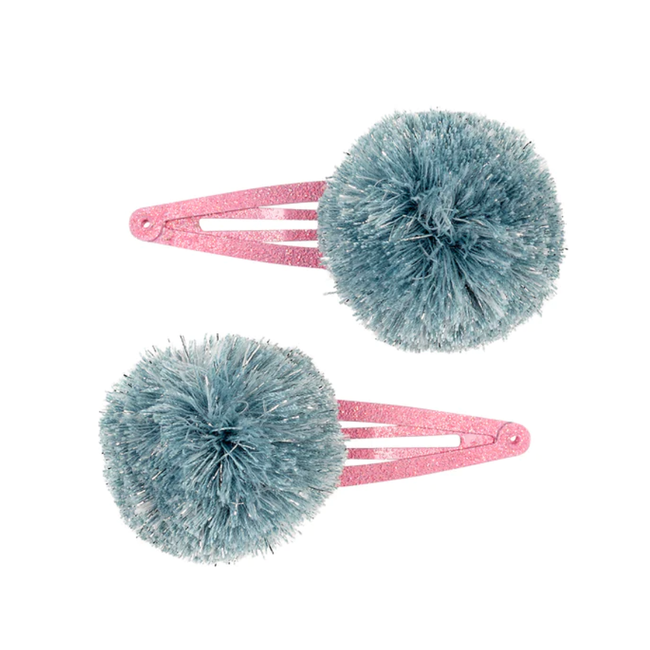 Souza Haarclips Lia pompom blauw