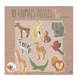 Puzzel 10 dieren 2+