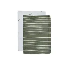 Jollein washand hydrofiel Stripe & Olive leaf green (2pck)