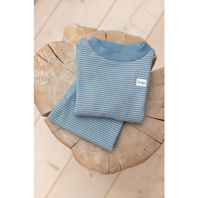 Feetje pyjama wafel ijsblauw