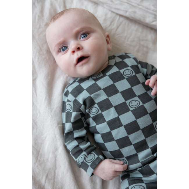 Feetje pyjama premium Chester Check zeegroen