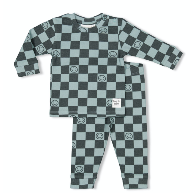 Feetje pyjama premium Chester Check zeegroen