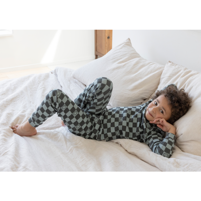 Feetje pyjama premium Chester Check zeegroen