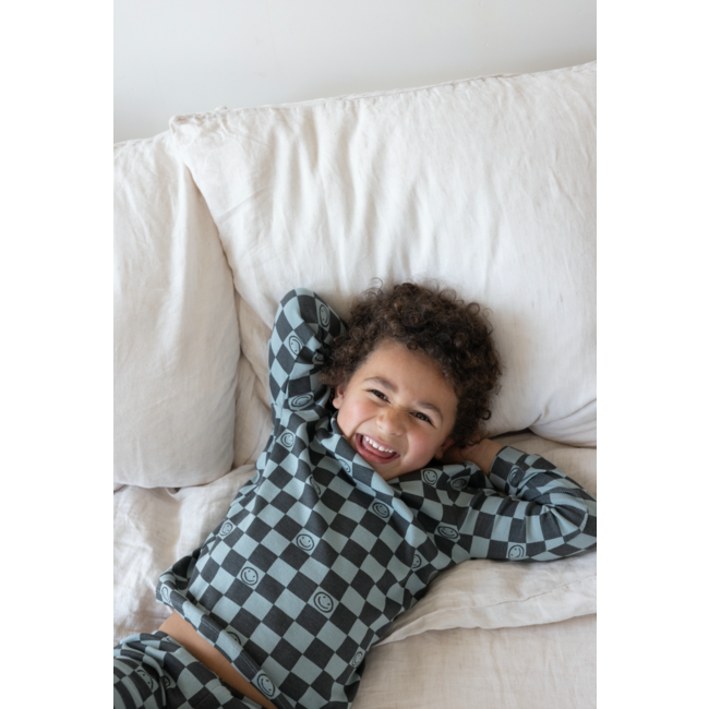 Feetje pyjama premium Chester Check zeegroen