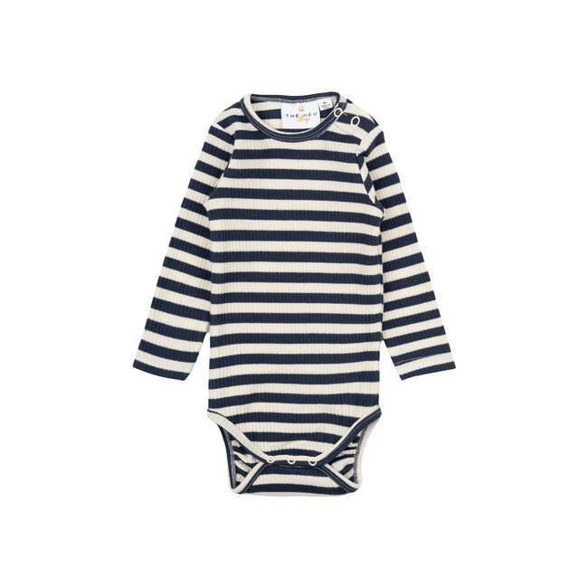 The New Siblings The New Siblings romper Fro uni rib mood indigo striped
